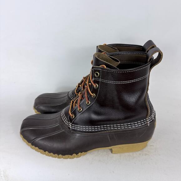 Vintage L.L.Bean Duck Boots men's 11 Brown Leather Waterproof Lace-Up Outdoor - Picture 5 of 11